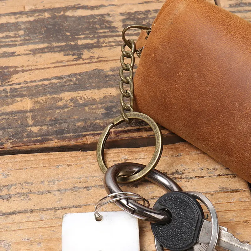 New Men's Genuine Leather Coin Purse Women's Crazy Horse Leather Key Bag Multifunctional Cowhide Hand Storage Bag