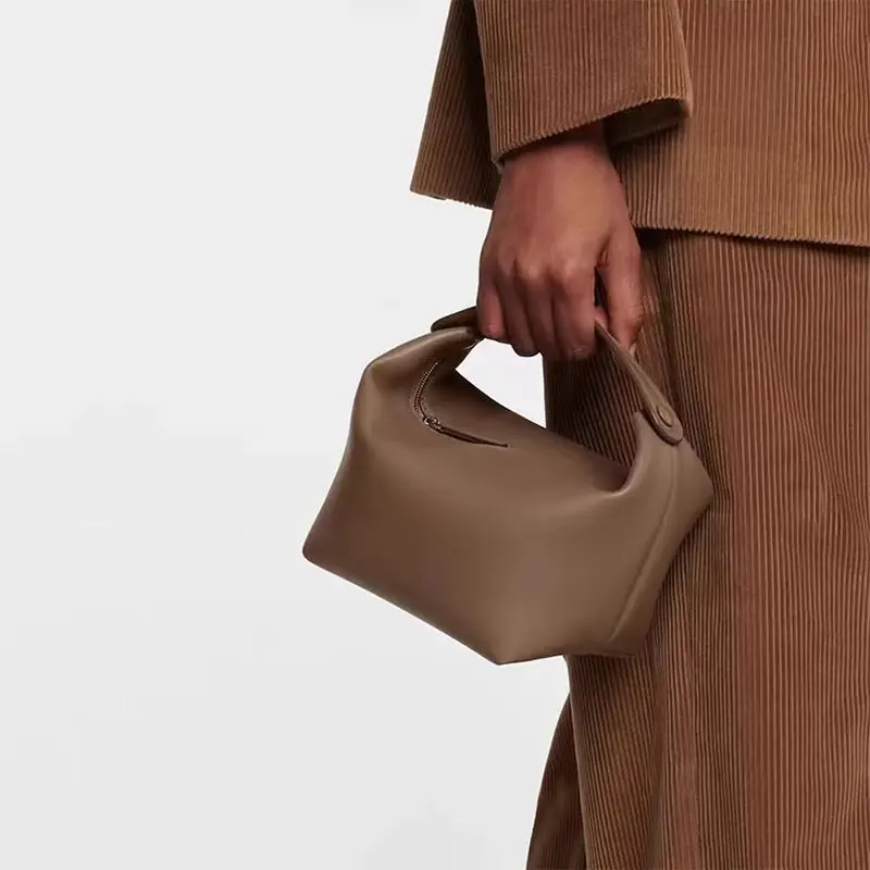 Leather fashion handbag lunch box bag minimalist light luxury handbag 2025 autumn and winter new women's bag