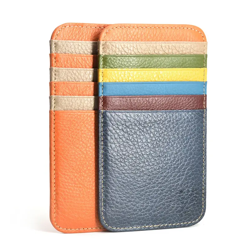 Slim Leather Travel Wallet for Men & Women - Double-Sided Pattern, 12 Card Slots, Compact ID & Change Purse