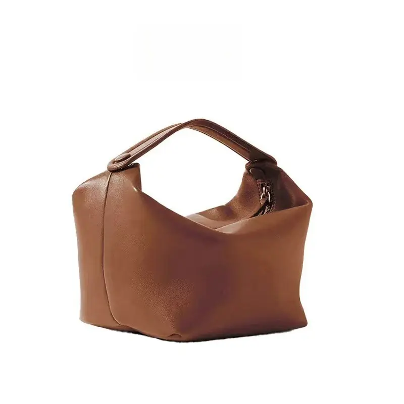 Leather fashion handbag lunch box bag minimalist light luxury handbag 2025 autumn and winter new women's bag