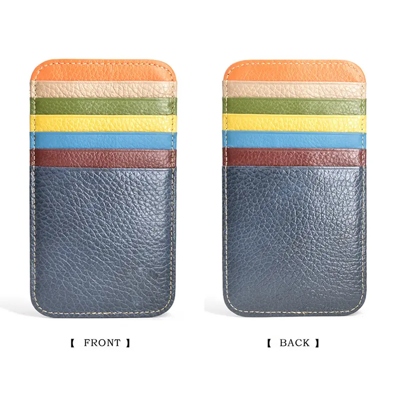 Slim Leather Travel Wallet for Men & Women - Double-Sided Pattern, 12 Card Slots, Compact ID & Change Purse