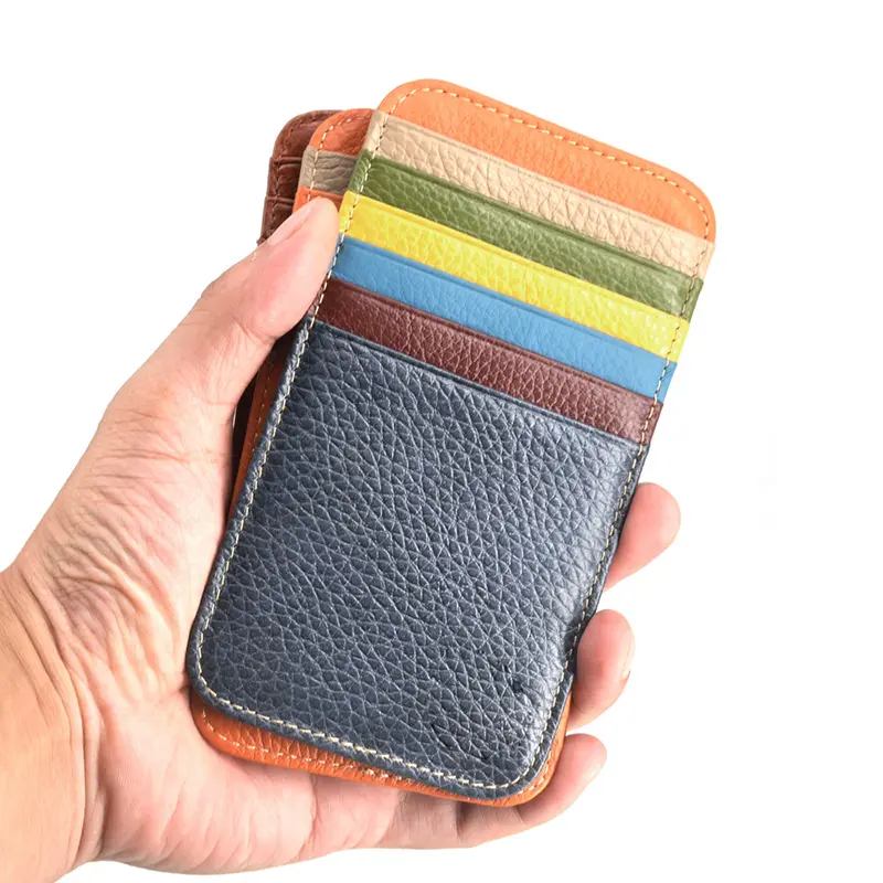 Slim Leather Travel Wallet for Men & Women - Double-Sided Pattern, 12 Card Slots, Compact ID & Change Purse