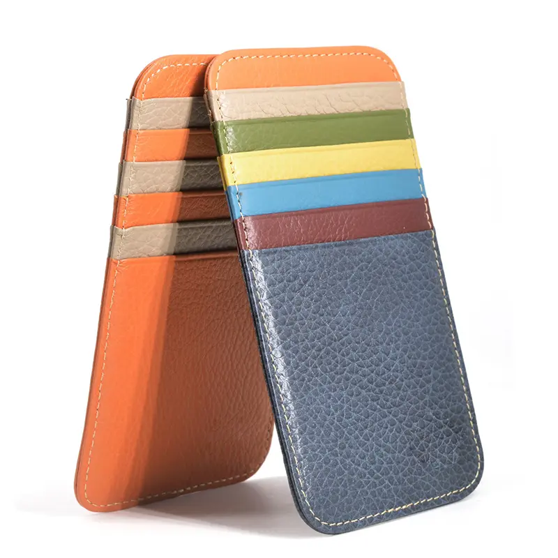 Slim Leather Travel Wallet for Men & Women - Double-Sided Pattern, 12 Card Slots, Compact ID & Change Purse