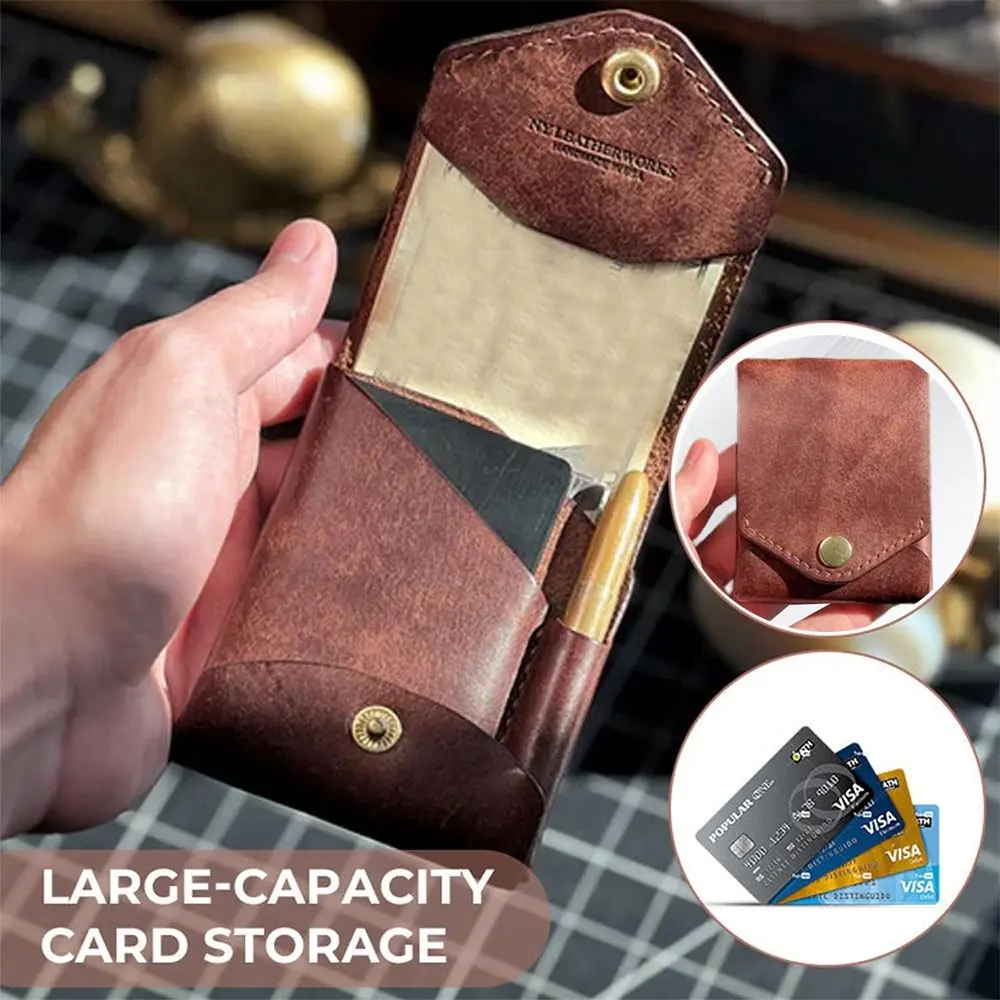 1 Pcs  PU Leather Multifunctional Compact Wallet Handmade Waterproof Built-in Pen Slot Front Pocket Wallets Card Holder Travel