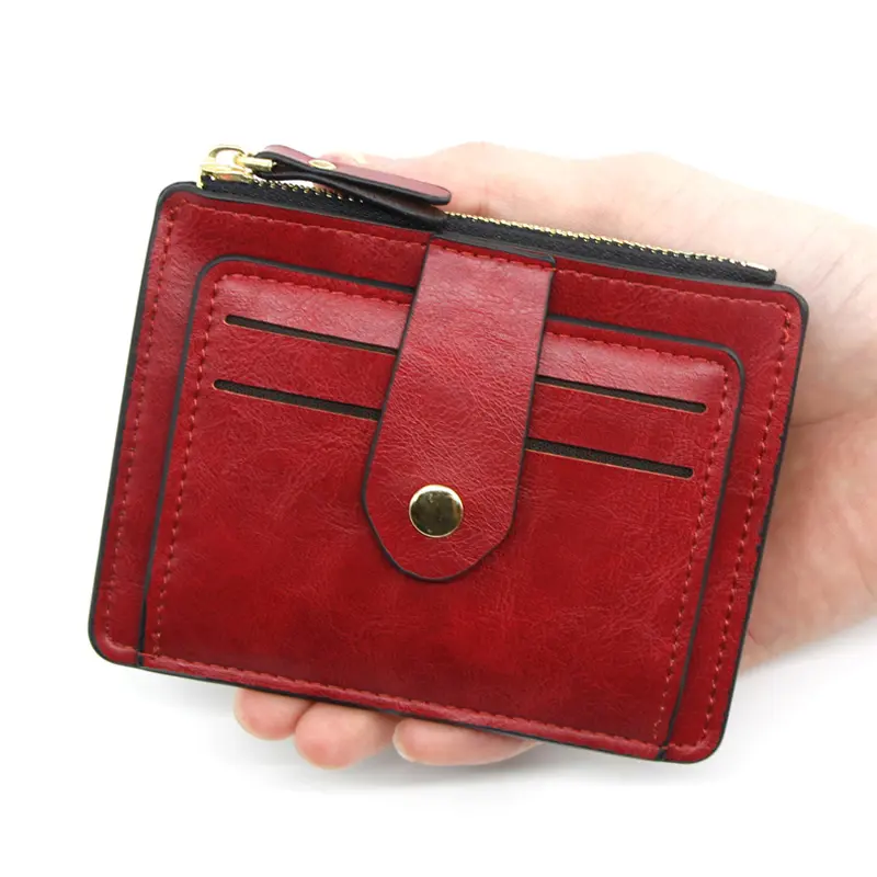 Small Fashion Credit ID Card Holder Slim Leather Wallet With Coin Pocket Man Money Bag Case For Men Mini Women Business Purse