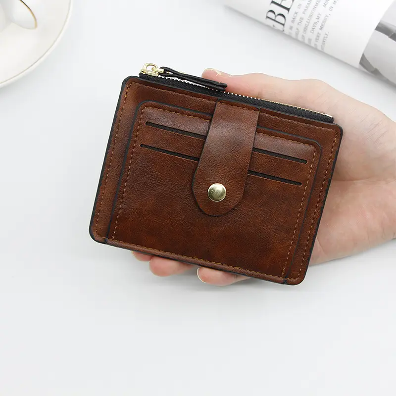 Small Fashion Credit ID Card Holder Slim Leather Wallet With Coin Pocket Man Money Bag Case For Men Mini Women Business Purse
