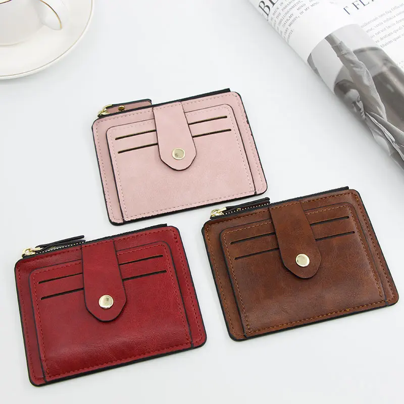 Small Fashion Credit ID Card Holder Slim Leather Wallet With Coin Pocket Man Money Bag Case For Men Mini Women Business Purse