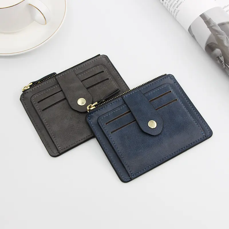 Small Fashion Credit ID Card Holder Slim Leather Wallet With Coin Pocket Man Money Bag Case For Men Mini Women Business Purse