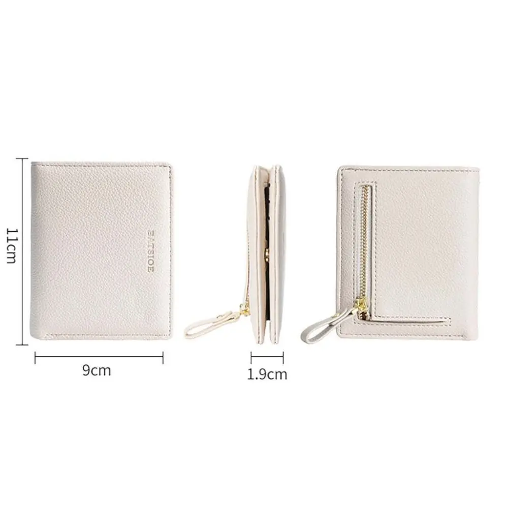 Fashion PU Leather Short Wallet Large Capacity Solid Color Card Holder Thin Women's Handbag Student Men Small Purse Mini Clutch