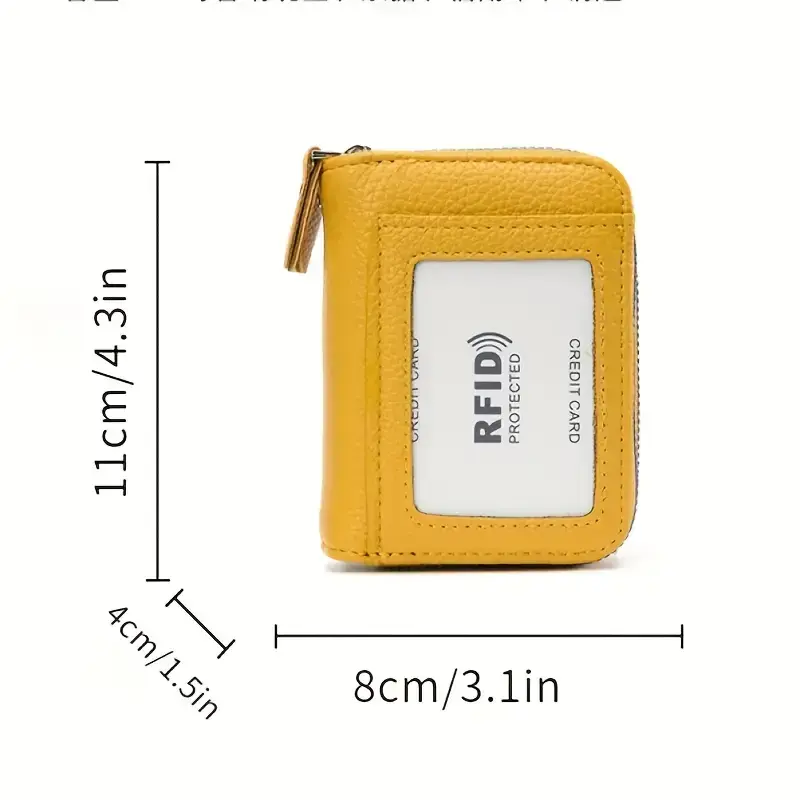 2025 New Women's Leather Credit Card Holder Double Zipper with ID Window and Coin Purse - Securely Store and Organize Your Cards