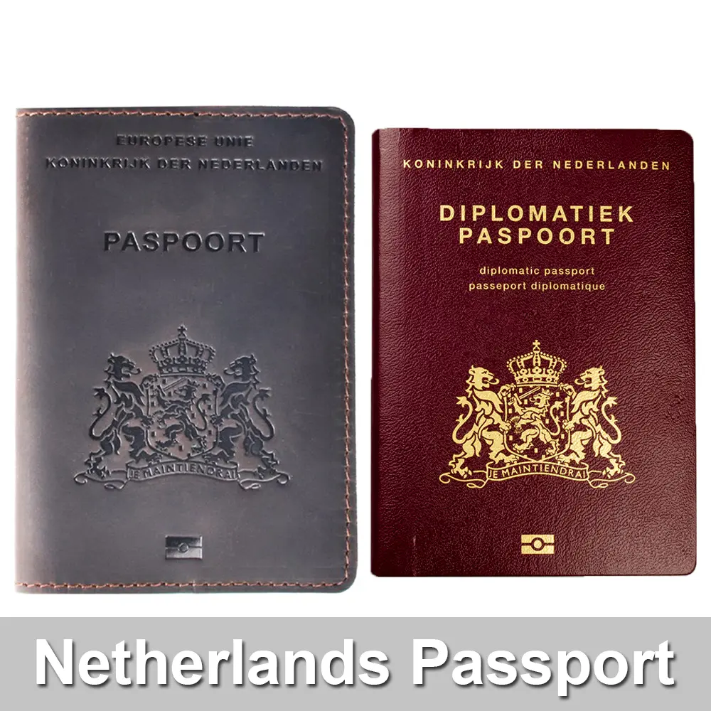 Genuine Leather Passport Cover for Netherlands Dutch Credit Card Holder Holland Passport Case Travel Wallet