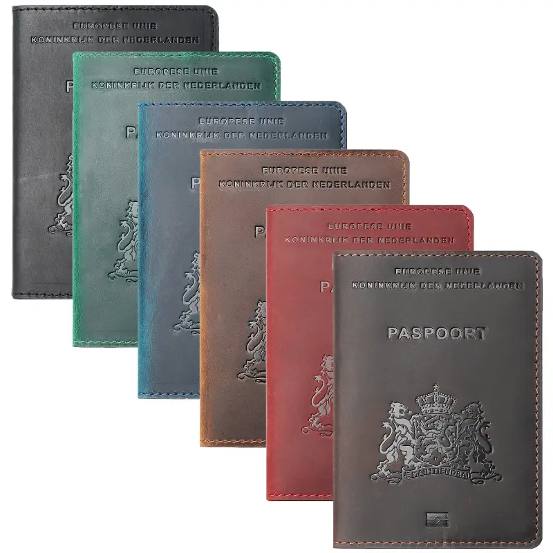 Genuine Leather Passport Cover for Netherlands Dutch Credit Card Holder Holland Passport Case Travel Wallet