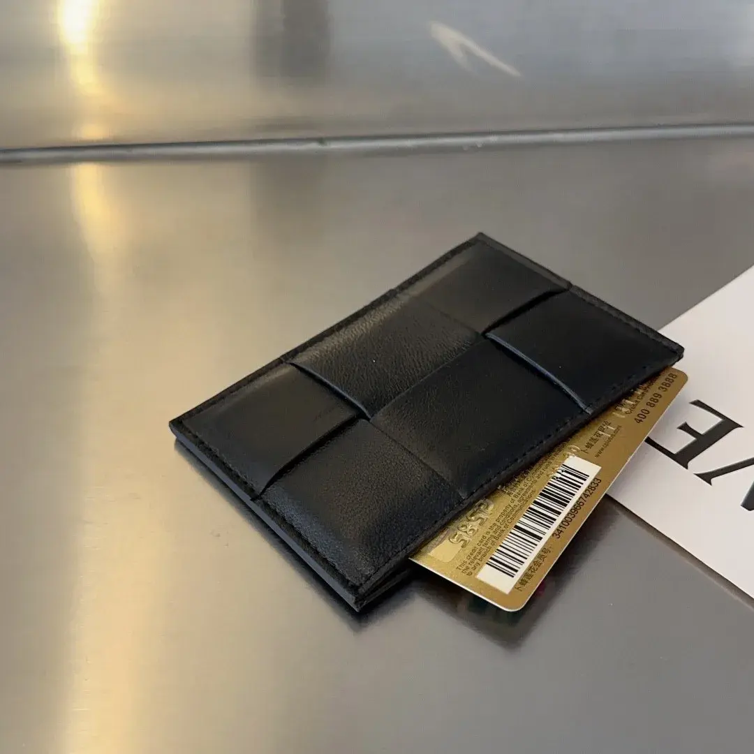 Ultra-Thin Leather Coin Purse Versatile Small Card Holder Handcrafted Sheepskin Woven Multi-Card Slot ID Card Holder
