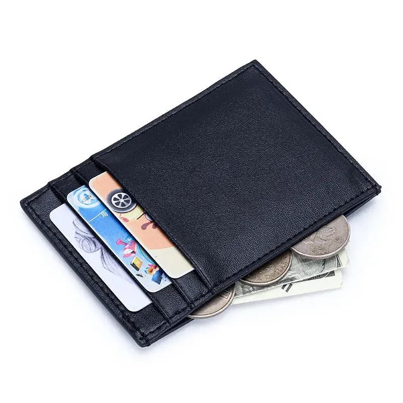 Ultra-Thin Leather Coin Purse Versatile Small Card Holder Handcrafted Sheepskin Woven Multi-Card Slot ID Card Holder