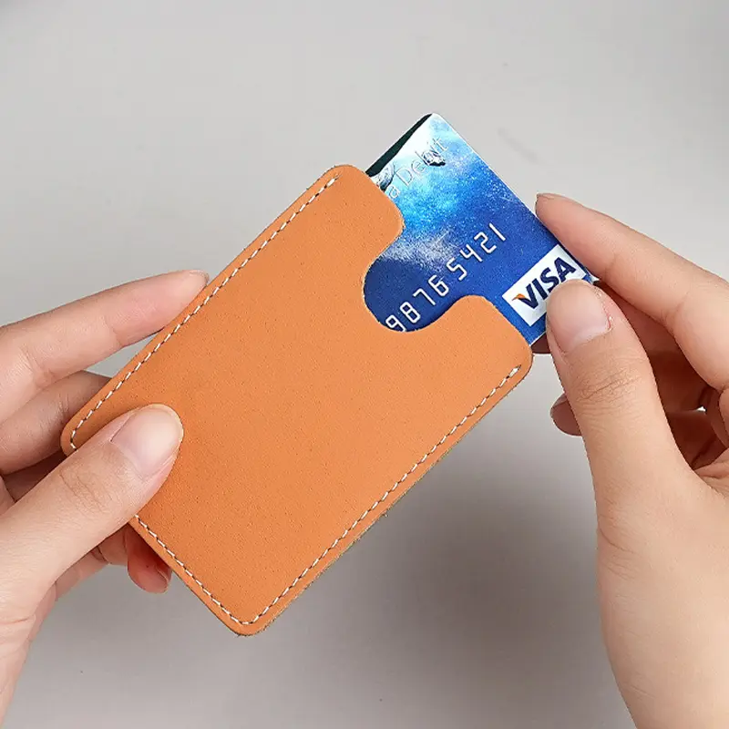 Genuine Smooth Palm Grain Leather Pocket Bus Bank Card Sleeve Credit Card Holder Leather Accessory