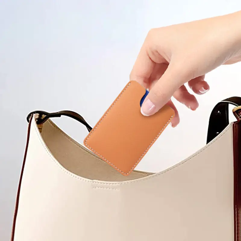 Genuine Smooth Palm Grain Leather Pocket Bus Bank Card Sleeve Credit Card Holder Leather Accessory