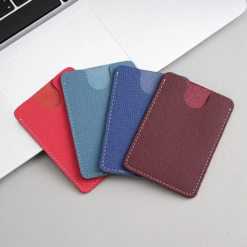 Genuine Smooth Palm Grain Leather Pocket Bus Bank Card Sleeve Credit Card Holder Leather Accessory