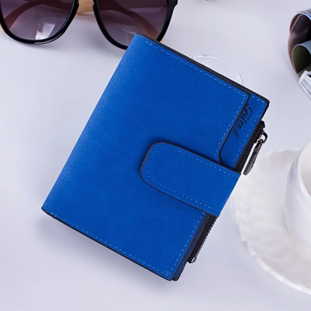 Fashion PU Leather Short Small Wallets Folding Card Bag Coin Card Holder Money Purse Women
