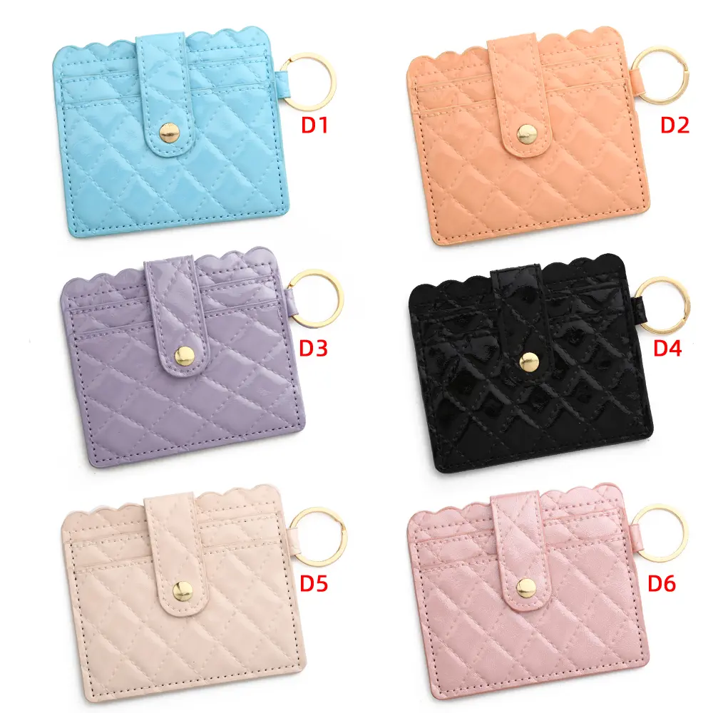 PU Leather Leopard Colorful Green Pink Golden Champagne Pattern Plaid Lattice Key Buckle Bank Student Bus ID Card Holder