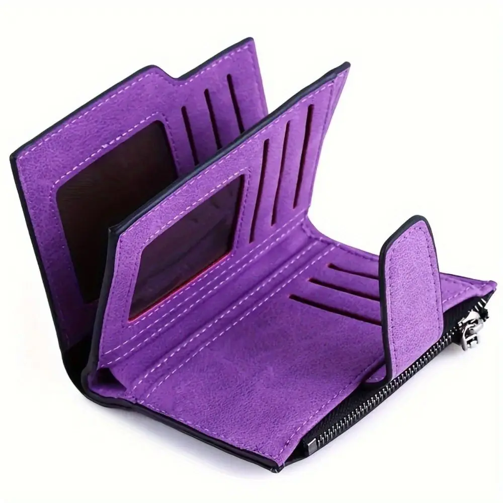 Fashion PU Leather Short Small Wallets Folding Card Bag Coin Card Holder Money Purse Women