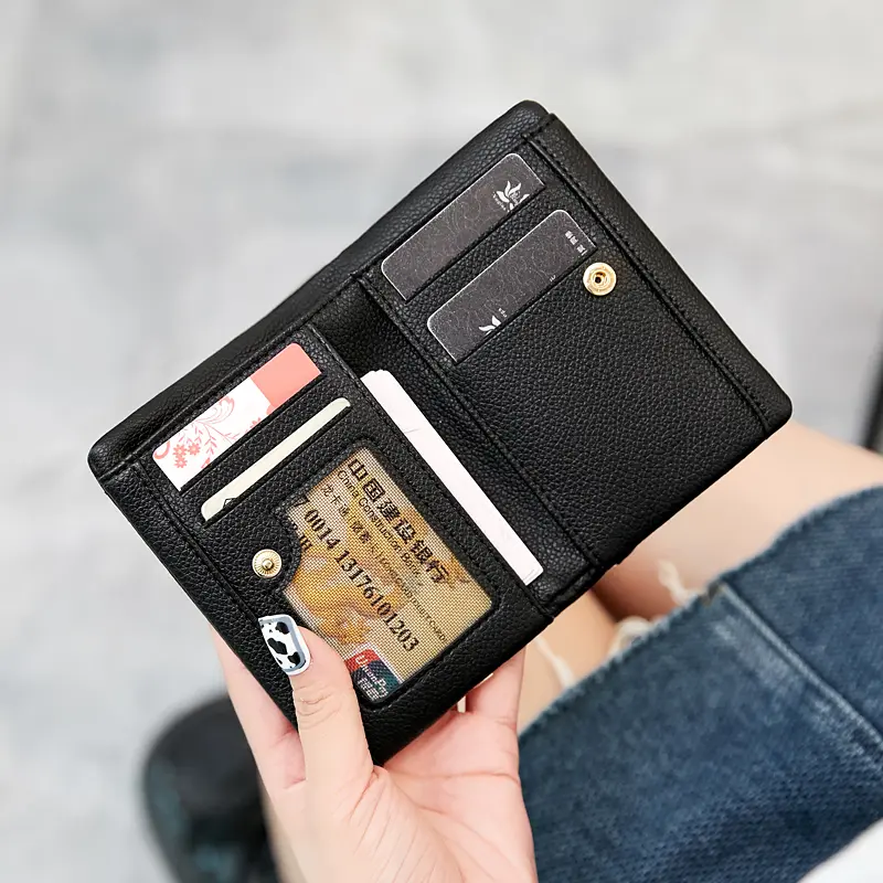 Fashionable PU Leather Women's Wallet Portable Double Fold Short Women's Money Bag Multi functional Small Coin CardHolder Wallet