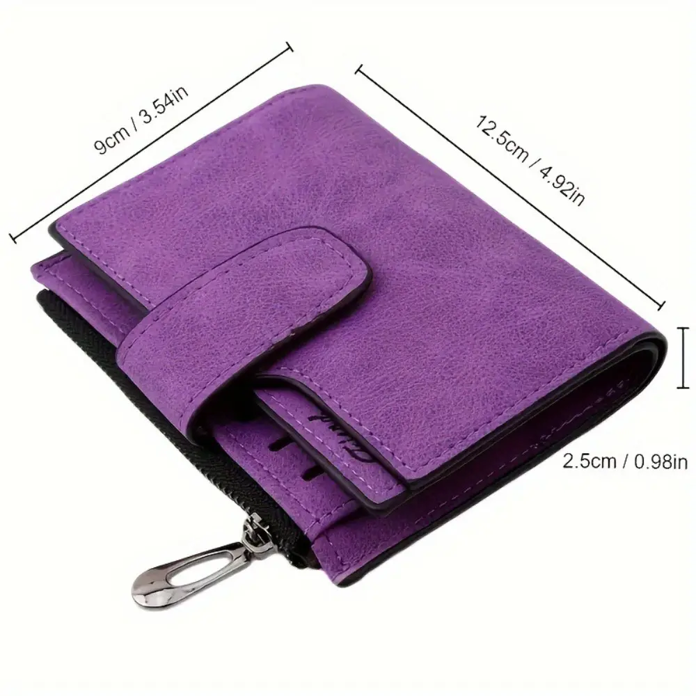 Fashion PU Leather Short Small Wallets Folding Card Bag Coin Card Holder Money Purse Women