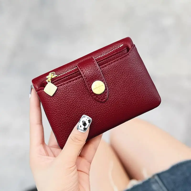 Fashionable PU Leather Women's Wallet Portable Double Fold Short Women's Money Bag Multi functional Small Coin CardHolder Wallet