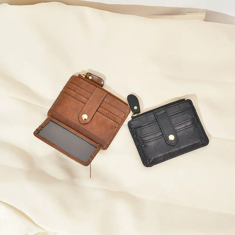 Fashion Small Men's Credit ID Card Holder Wallet Male Slim Leather Wallet with Coin Pocket Purse for Men Women