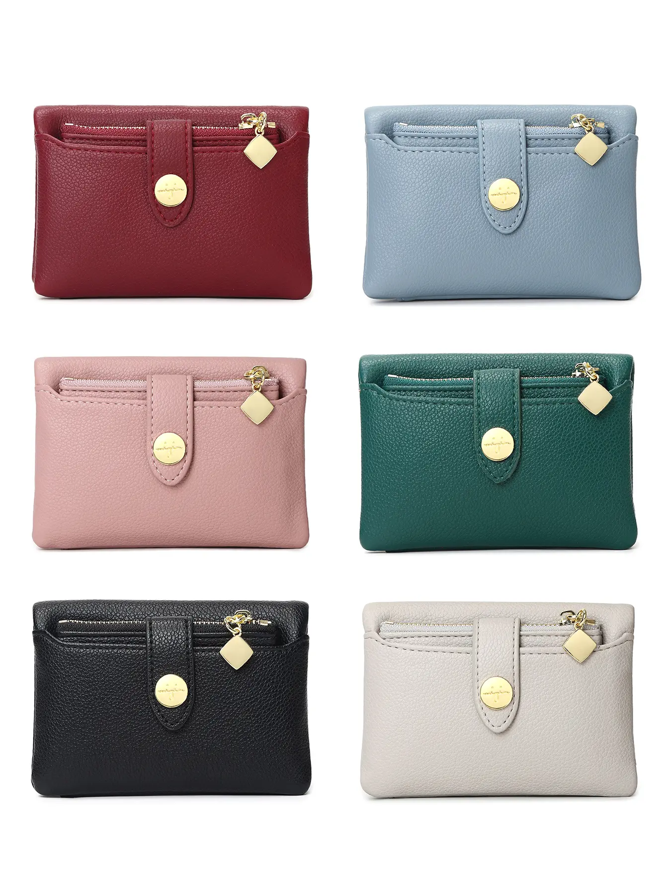 Fashionable PU Leather Women's Wallet Portable Double Fold Short Women's Money Bag Multi functional Small Coin CardHolder Wallet