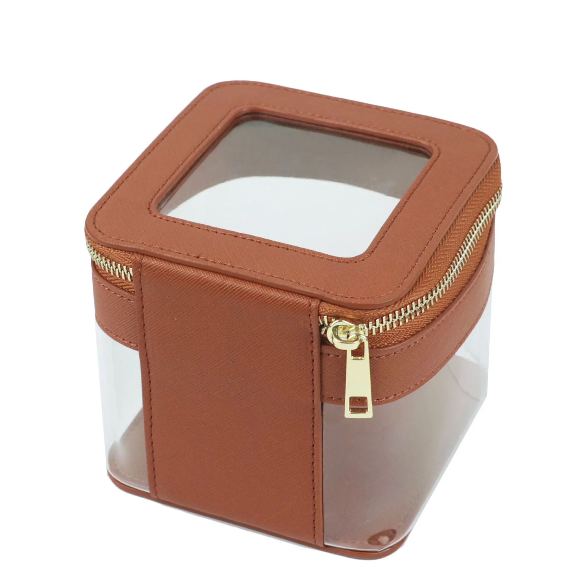 Custom Letters Saffiano Leather Cosmetic Bag PVC TPU Clear Makeup Bags Cosmetic Case For Storage Lipstick Travel Makeup Case
