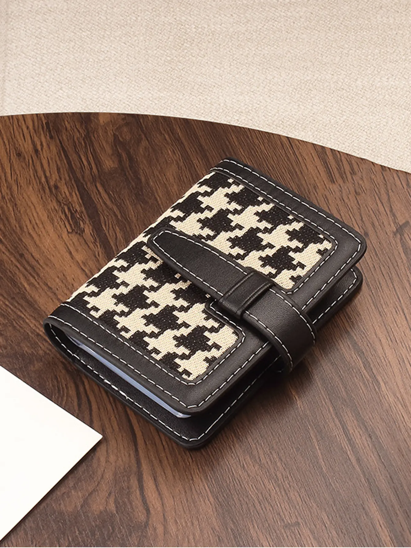 22 card slot holders fashion PU leather coin bag anti demagnetization wallet bag organizer print/Houndstooth plaid card bag