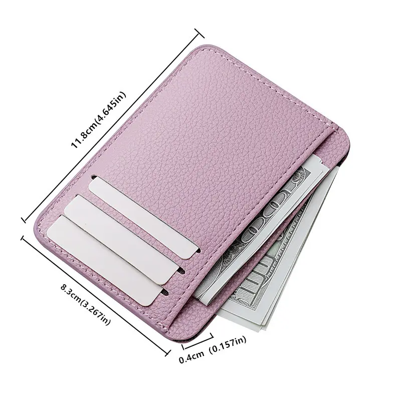 Simple Card Holder Mini Solid Faux Leather Credit Card Holder