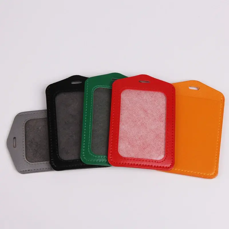 Unisex Colored Business Work Card Bus ID Credit Card Badge Holder PU Leather Pass Cover Men Women's Bank Holder School Supplies