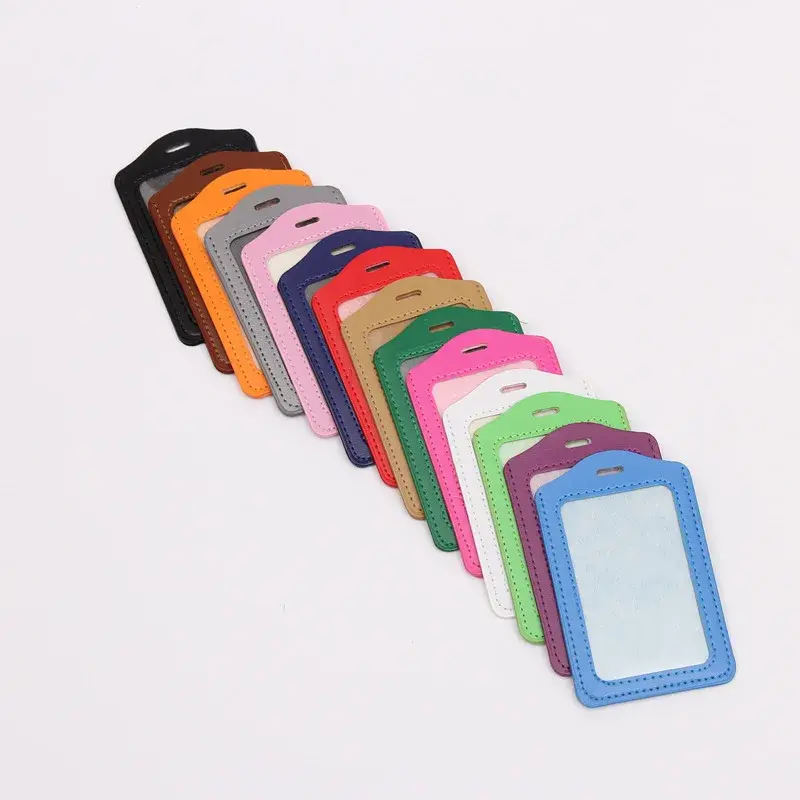 Unisex Colored Business Work Card Bus ID Credit Card Badge Holder PU Leather Pass Cover Men Women's Bank Holder School Supplies