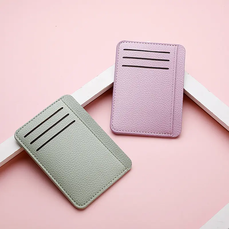 Simple Card Holder Mini Solid Faux Leather Credit Card Holder