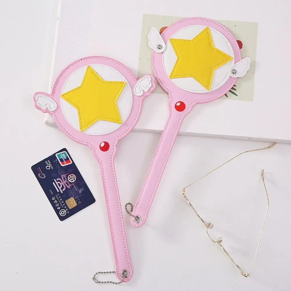 High Quality Anime Star Magic Wand Card Bag Cute PU Leather Protection Case with Wings Card Case Bus Subway Card