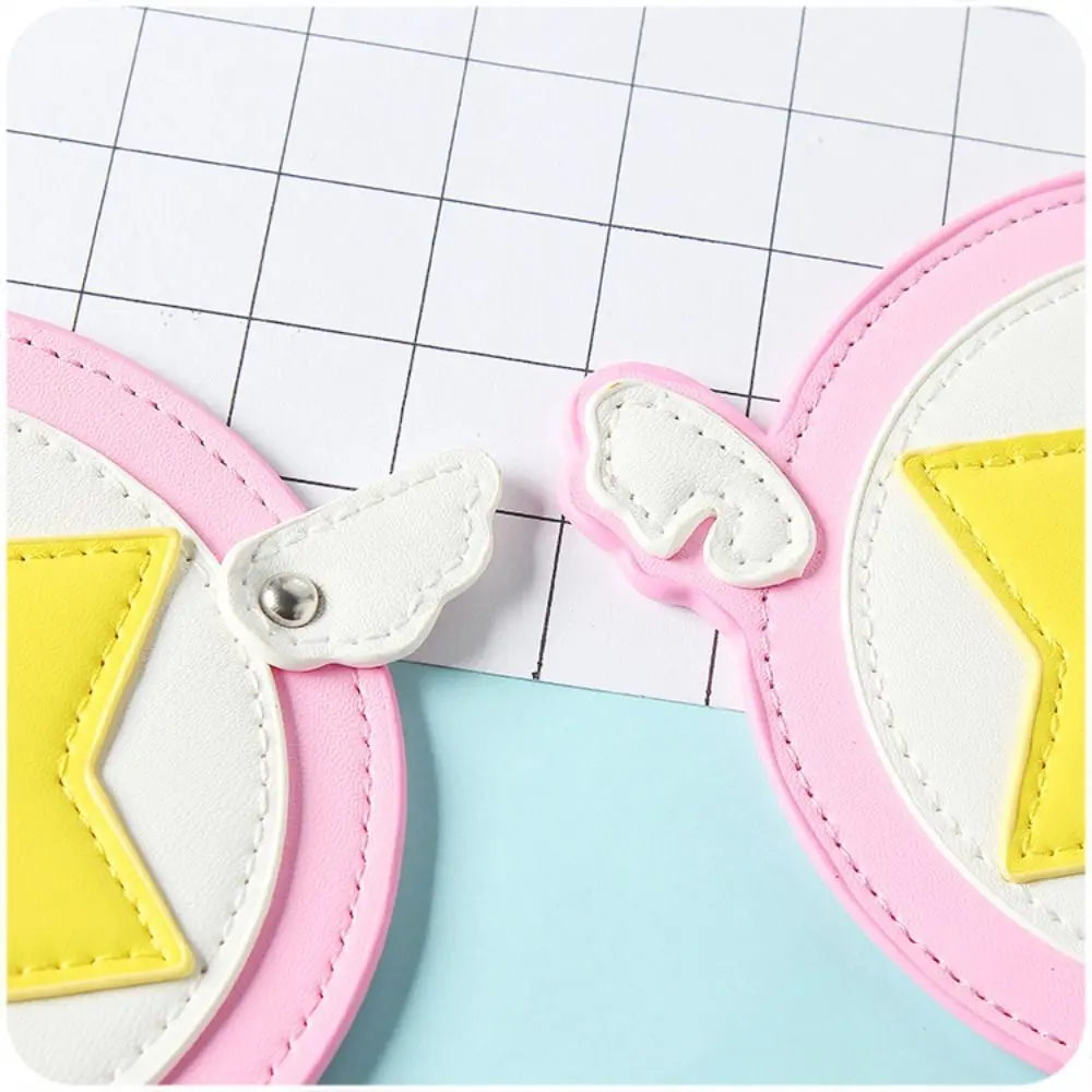 High Quality Anime Star Magic Wand Card Bag Cute PU Leather Protection Case with Wings Card Case Bus Subway Card