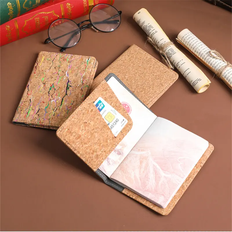 New Cork PU Leather Air Ticket Passport Cover Fashion ID Business Card Holder Mini Wallet Travel Abroad Passport Protection Case