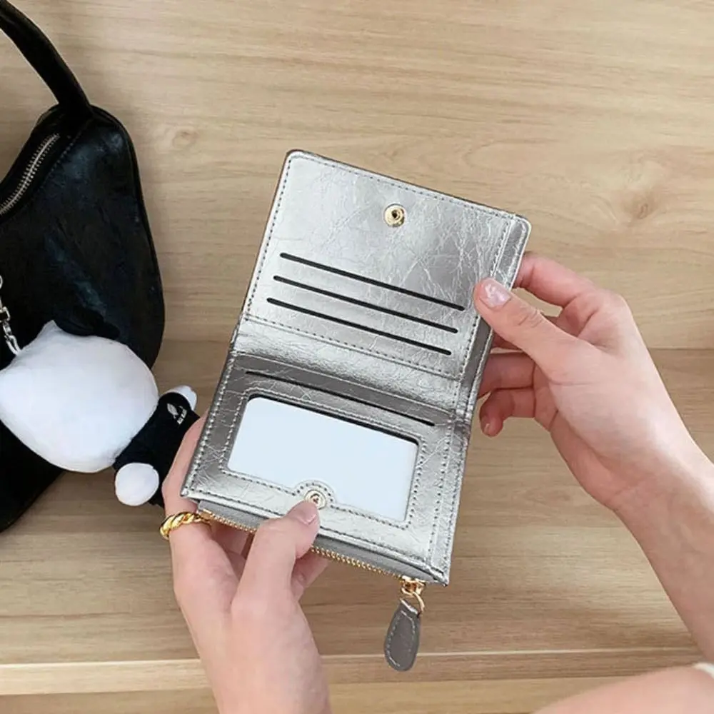 PU Leather Short Wallet New Fashion Multifunctional Letter Printing Card Holder Solid Color Zipper Coin Purses For Women Student
