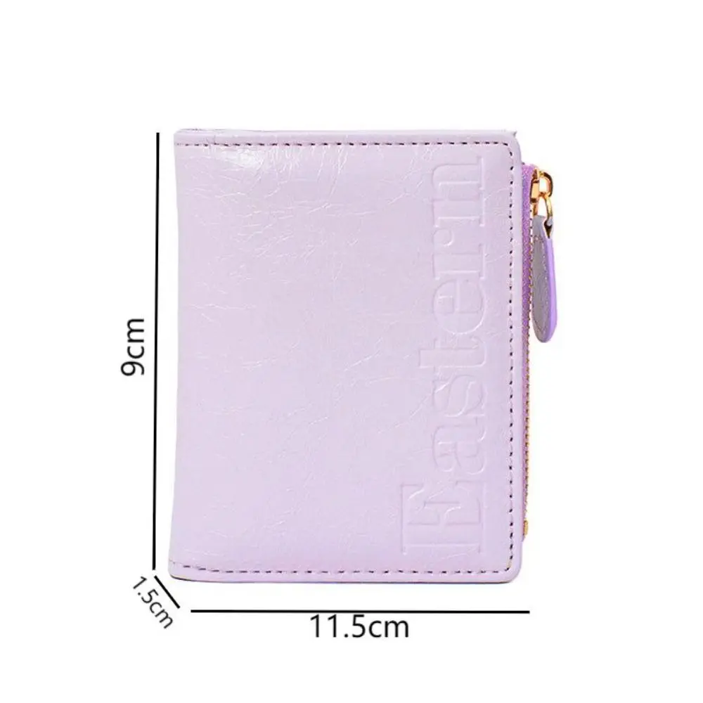 PU Leather Short Wallet New Fashion Multifunctional Letter Printing Card Holder Solid Color Zipper Coin Purses For Women Student