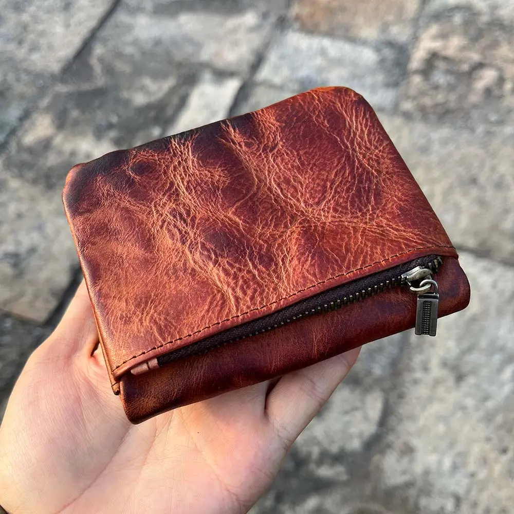 Handmade Tan Leather Men's Wallet Vintage Style Genuine Leather Wallet for Men and Women