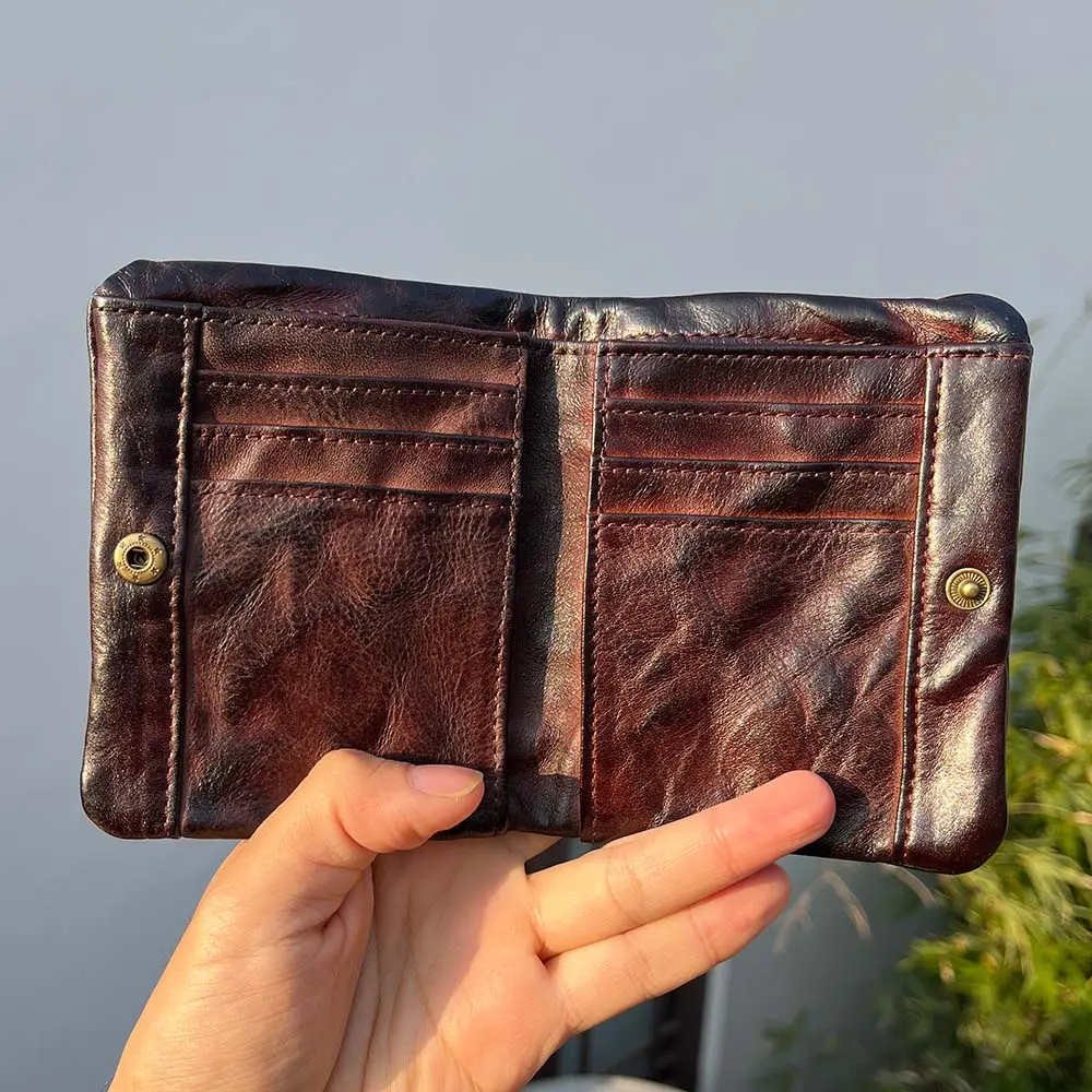 Handmade Tan Leather Men's Wallet Vintage Style Genuine Leather Wallet for Men and Women
