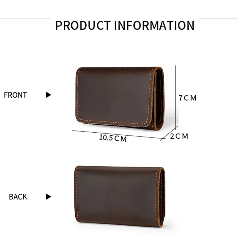 Cowhide Purse Headphone Holder Vintage Leather Wallets Coin Purses Portable Data Cable Headphone Storage Bag Case Card Holder