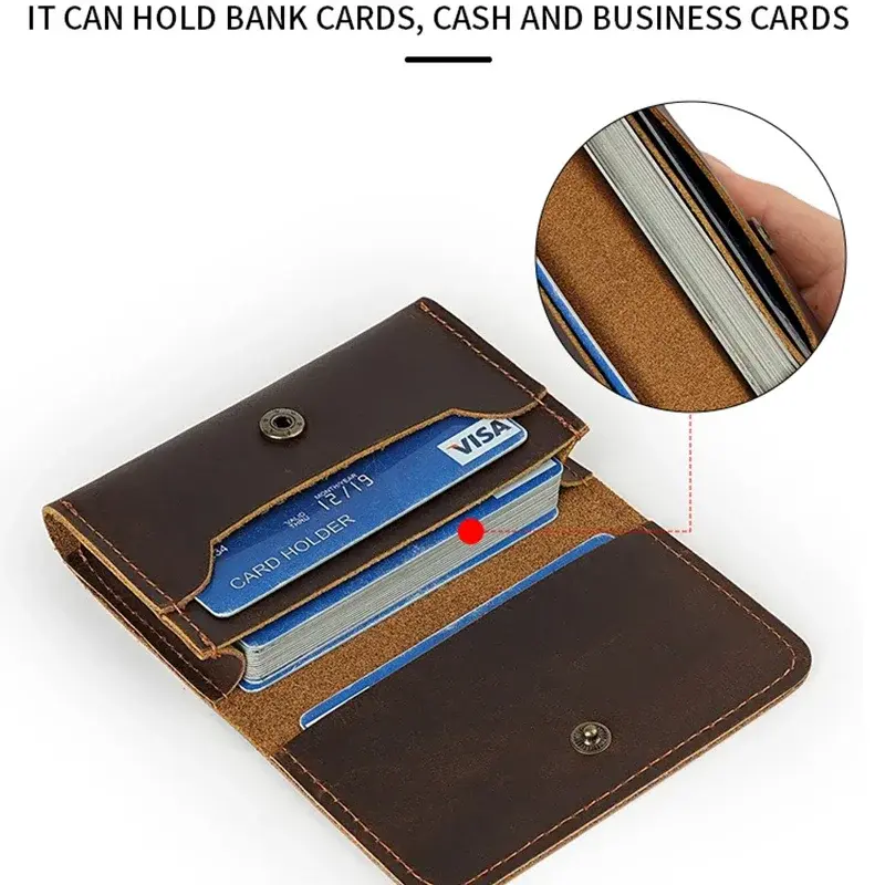 Cowhide Purse Headphone Holder Vintage Leather Wallets Coin Purses Portable Data Cable Headphone Storage Bag Case Card Holder