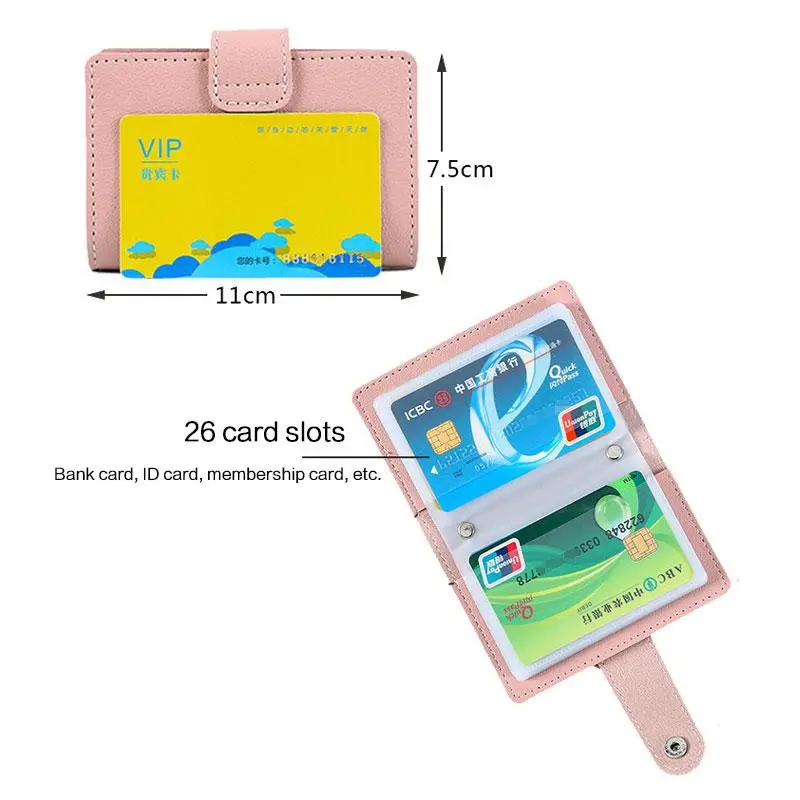 New Anti-theft ID Credit Card Holder Fashion Women's 26 Cards Slim PU Leather Pocket Case Purse Wallet Bag for Women Men Female