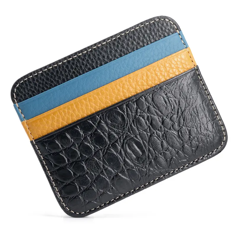 Genuine Leather Card Holder - Thin Wallet for ID/Bank/Credit Cards, Compact Cash & Bus Card Case (RFID Protection)