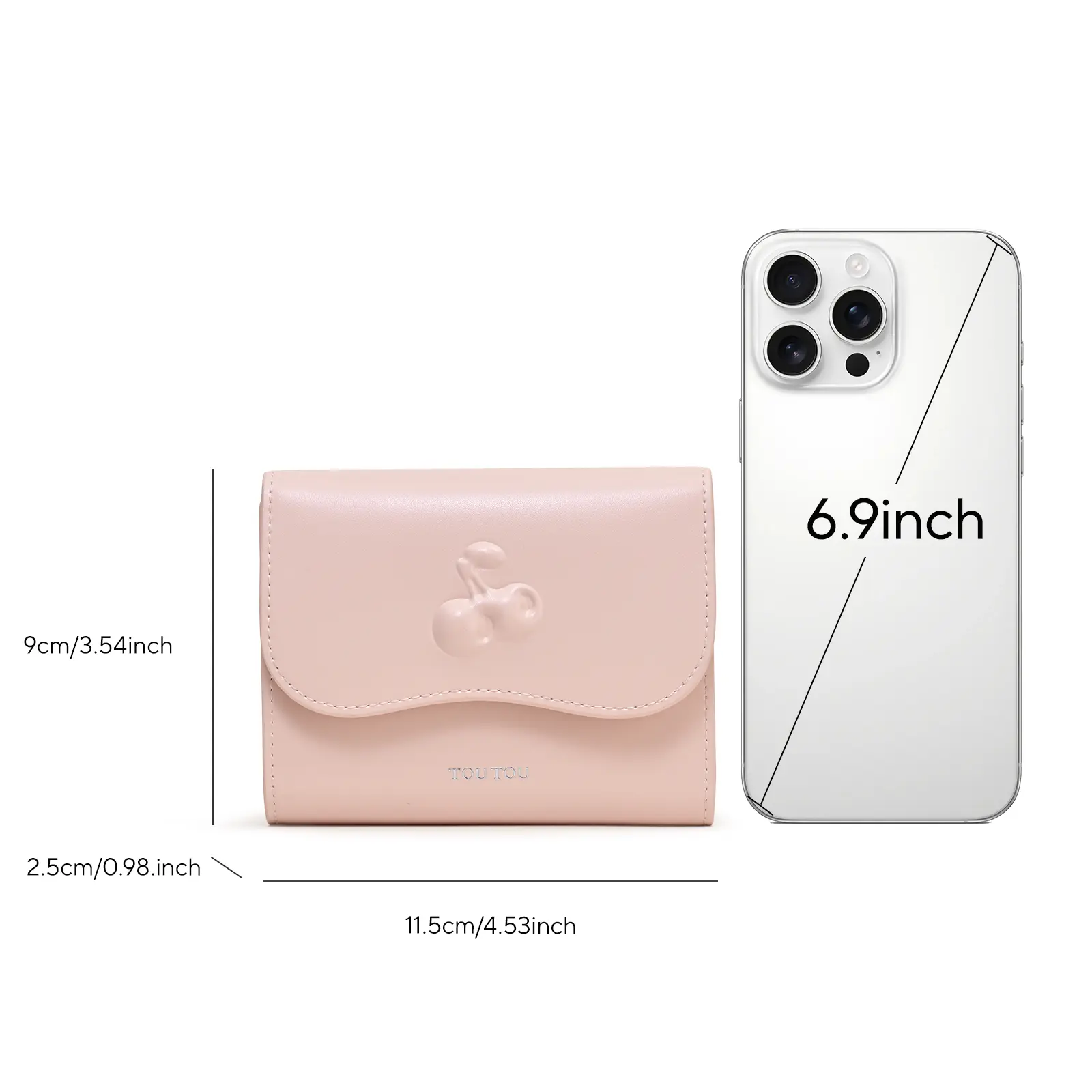 TOUTOU Cherry Leather Wallet Purse Women High End Back To School Red Card Bag Short Cute Clutch Purse Girl Valentine's Day Gift