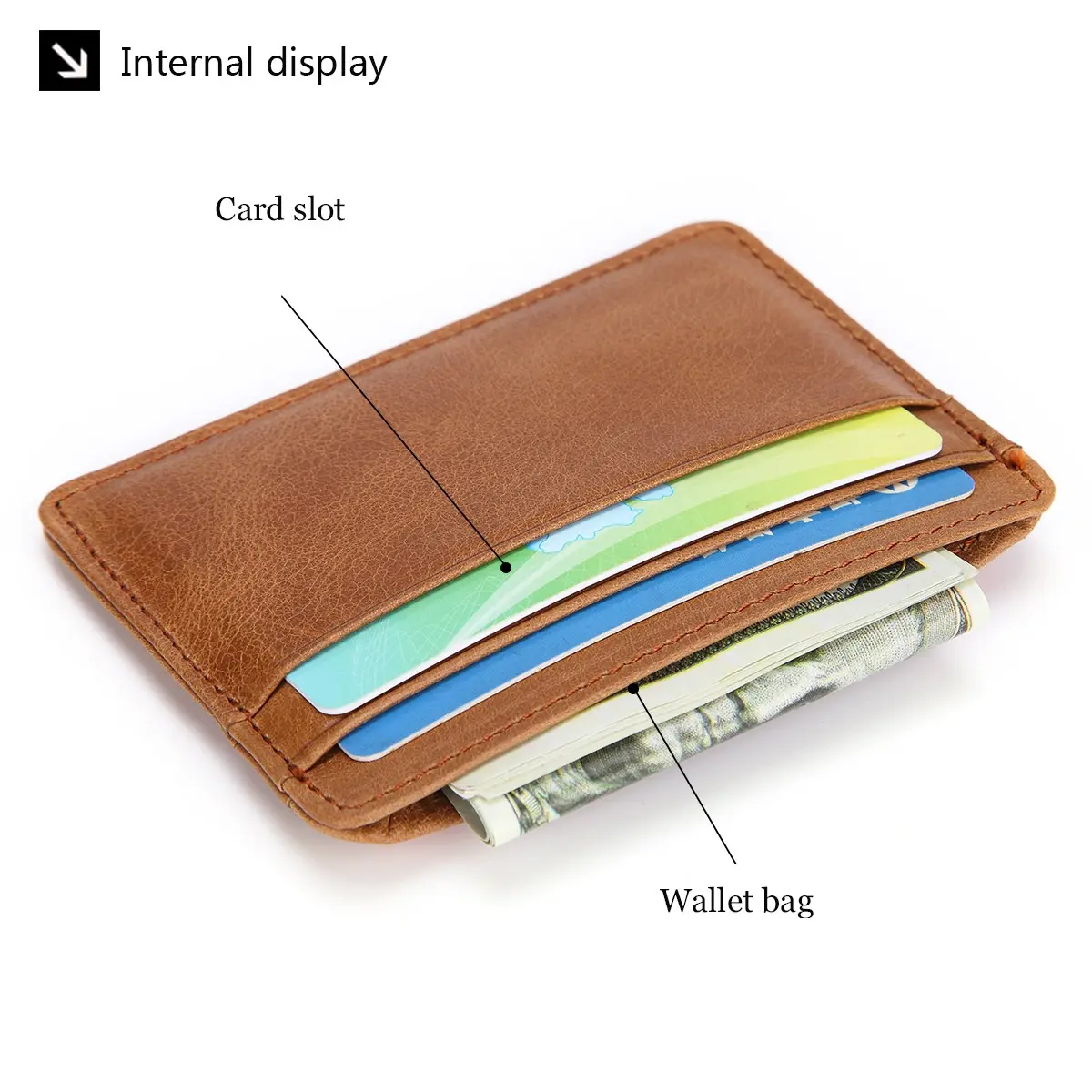 GENODERN Women & Man Genuine Leather Card Holder Cowhide Slim Card Wallet Small Thin Card Package
