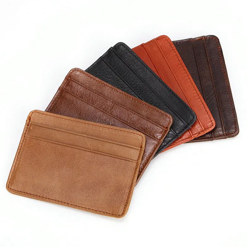 GENODERN Women & Man Genuine Leather Card Holder Cowhide Slim Card Wallet Small Thin Card Package