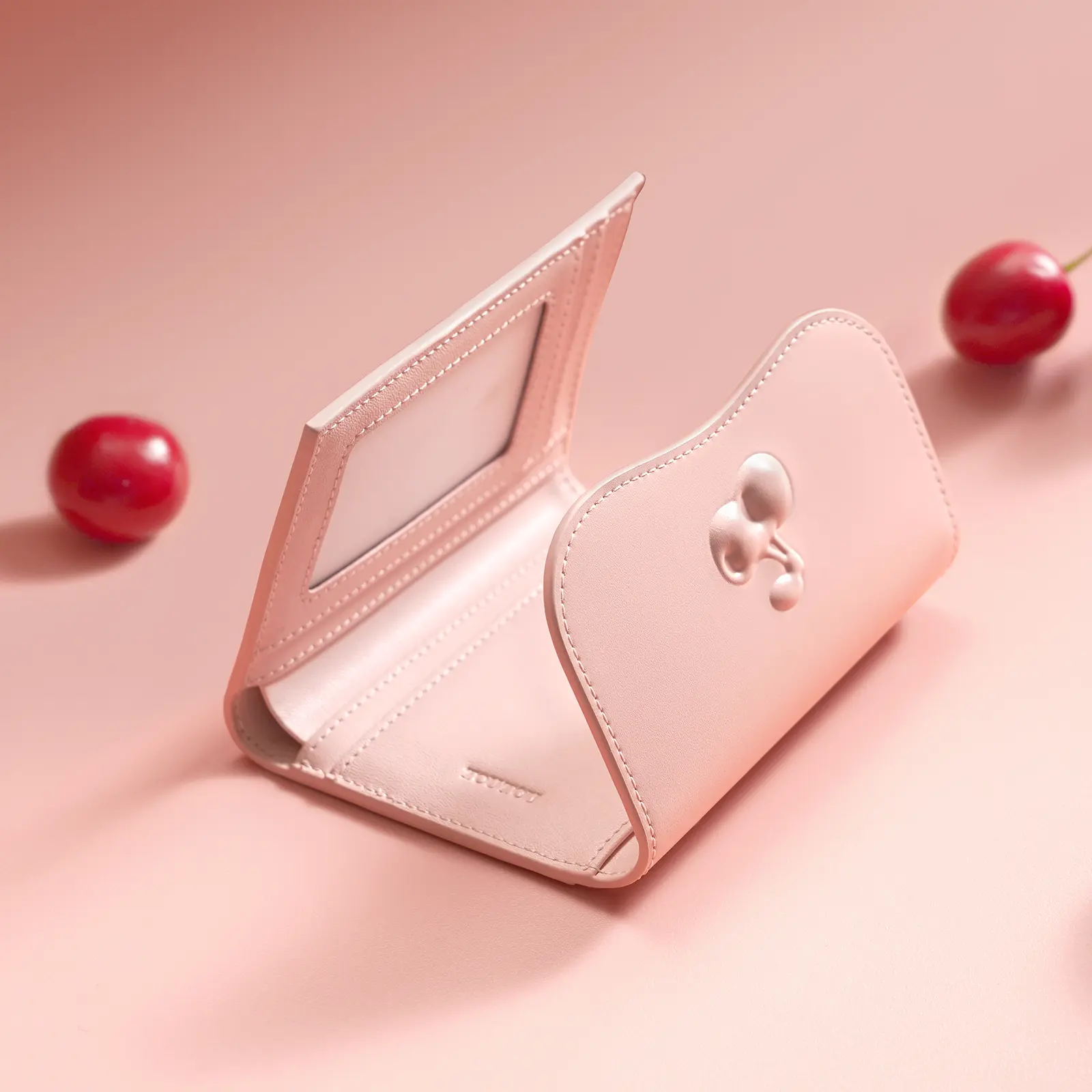 TOUTOU Cherry Leather Wallet Purse Women High End Back To School Red Card Bag Short Cute Clutch Purse Girl Valentine's Day Gift